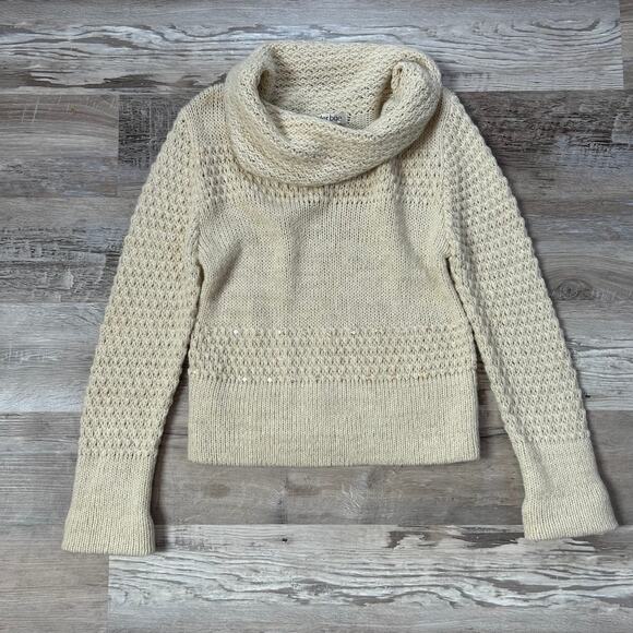 Tyler Böe Wool Blend Funnel Neck Sweater Cream Textured Knit Medium - Picture 1 of 5